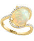 Фото #1 товара EFFY® Ethiopian Opal (3-5/8 ct. t.w.) & Diamond (1/4 ct. t.w.) Swirl Halo Ring in 14k Gold