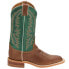 Фото #1 товара Justin Boots Kenedy Embroidered Calf Square Toe Cowboy Womens Brown, Green Casu