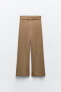 Wide-leg plain knit linen blend trousers