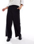 Фото #3 товара ASOS DESIGN Petite high waist seam detail tailored trousers with linen in black