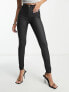 River Island Tall – Beschichtete Skinny-Jeans in Schwarz mit hohem Bund