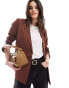 Фото #1 товара Miss Selfridge oversized double breasted blazer in chocolate