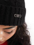 River Island cable knit pom beanie in black