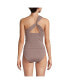 Фото #3 товара Women's Chlorine Resistant Shine Shirred One Shoulder Tankini Swimsuit Top