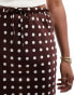 Style Cheat satin maxi skirt with tie waist in brown spot