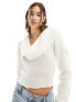 COLLUSION multi-wear knitted jumper top with distressing in ecru