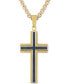 Фото #1 товара Men's Black Diamond Cross 22" Pendant Necklace (1/6 ct. t.w.) in Stainless Steel, Black & Yellow Ion-Plate