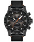 ფოტო #1 პროდუქტის Men's Swiss Chronograph Supersport Black Leather Strap Watch 46mm