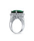 Фото #7 товара Large Fashion Solitaire AAA Cubic Zirconia Pave CZ Cushion Cut Simulated Emerald Green 7CTW Cocktail Statement Ring For Women
