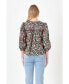 Фото #3 товара Women's Floral Print Pin tuck Detail Top