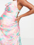 ASOS DESIGN Maternity ruched slip midi beach dress in kaleidoscope print