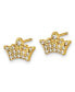 ფოტო #3 პროდუქტის Stainless Steel Polished Yellow IP-plated CZ Crown Earrings