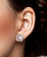 ფოტო #2 პროდუქტის Cultured Freshwater Pearl (8-1/2mm) & Lab-Created White Sapphire (2-3/4 ct. t.w.) Flower Stud Earrings in Sterling Silver