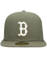 ფოტო #4 პროდუქტის Men's Olive Boston Red Sox Logo White 59FIFTY Fitted Hat