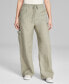 Фото #4 товара Women's Linen Blend Cargo Pants, Created for Macy's