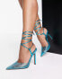 Фото #8 товара ASOS DESIGN Wide Fit Prize embellished tie leg high heeled shoes in blue