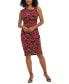 ფოტო #1 პროდუქტის Petite Asymmetrical-Neck Shirred Tulip-Hem Sheath Dress