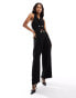 Фото #2 товара ASOS DESIGN co-ord wide leg trousers with gold buttons in black