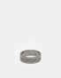 ASOS DESIGN band ring with engraved greek wave detail in gunmetal