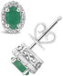 ფოტო #1 პროდუქტის Emerald (9/10 ct. t.w.) and Diamond Accent Stud Earrings in Sterling Silver