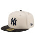 Фото #1 товара Men's Cream New York Yankees Game Night Leather Visor 59fifty Fitted Hat
