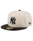 ფოტო #1 პროდუქტის Men's Cream New York Yankees Game Night Leather Visor 59fifty Fitted Hat