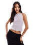 Фото #1 товара ASOS DESIGN double layer slinky tie neck halter top in grey