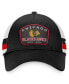 ფოტო #2 პროდუქტის Men's Black, White Chicago Blackhawks Fundamental Striped Trucker Adjustable Hat