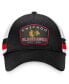 ფოტო #2 პროდუქტის Men's Black, White Chicago Blackhawks Fundamental Striped Trucker Adjustable Hat