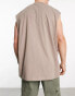 ASOS DESIGN 2 Pack oversized vest in ecru and light brown