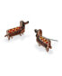 Multi-Colored Dachshund Hot Dog Stud Earrings