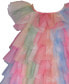 ფოტო #3 პროდუქტის Baby Girls Short Sleeve Rainbow Mesh Ruffle Trapeze Dress