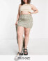 Heartbreak Plus tailored mini skirt co-ord in sage check