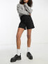 ASOS DESIGN Tall dad short with linen in black