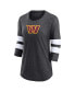 Women's Heathered Charcoal Washington Commanders Primary Logo 3, 4 Sleeve Scoop Neck T-shirt