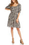 Фото #1 товара Платье с воротником квадратного фасона Karen Kane Floral Puff Sleeve черное Multi XL