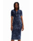 ფოტო #3 პროდუქტის Women's Denim midi dress