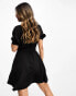 New Look collared tie waist mini shirt dress in black