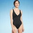 Фото #1 товара Women's Shaping Plunge High Leg One Piece Swimsuit - Shade & Shore Black M