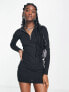 Фото #4 товара COLLUSION half zip rib mini dress in black