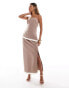 Фото #2 товара Kaiia bandeau asymmetric contrast hem side split top co-ord in mocha