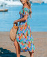 ფოტო #3 პროდუქტის Women's Tropical Bloom Off-Shoulder Smocked Maxi Beach Dress