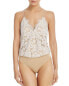 Фото #2 товара WAYF 180509 Womens Lizzie Crossover Floral Lace Bodysuit Ivory/Nude Size X-Large