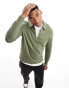 Фото #1 товара ASOS DESIGN standard half zip sweatshirt with collar neck in khaki