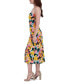 Women's Printed Open-Back Shirred Midi Dress