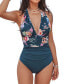 Фото #1 товара Women's Tropical Shirred Halterneck Tummy Control One-Piece