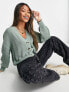 Фото #4 товара Only ribbed knit button down cardigan in green