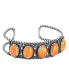 ფოტო #1 პროდუქტის Sterling Silver Women's Cuff Bracelet Orange Spiny Gemstone 5-Stone Design Size Small - Large