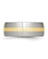 Stainless Steel with 14k Gold Inlay Brushed 8mm Band Ring