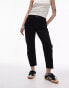 Topshop Petite cropped mid rise straight jeans with raw hems in black